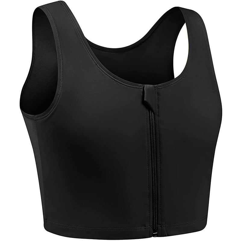 Transgender FTM Zip Up Breathable Half Chest Binder ChestBinder