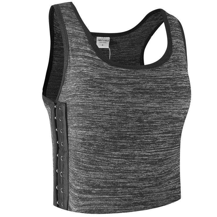 Women tomboy breathable cotton elastic band colors dark grey chest binder tank top
