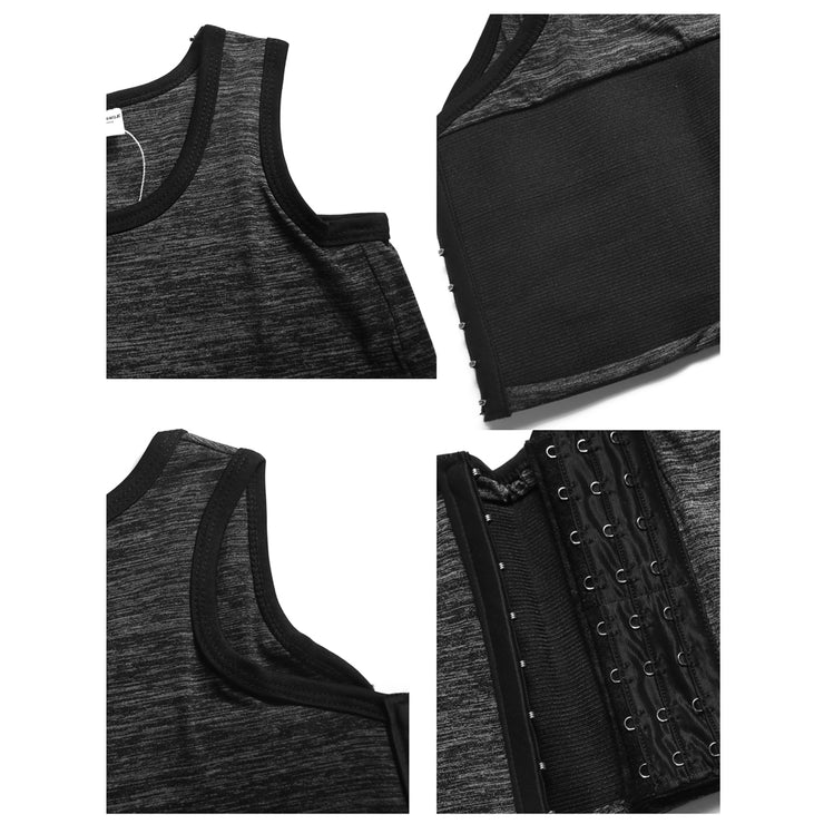 Women tomboy breathable cotton elastic band colors dark grey chest binder tank top